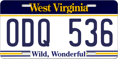 WV license plate ODQ536