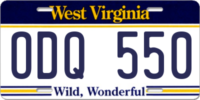 WV license plate ODQ550