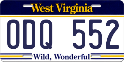 WV license plate ODQ552