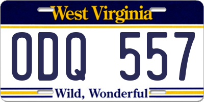 WV license plate ODQ557