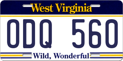 WV license plate ODQ560