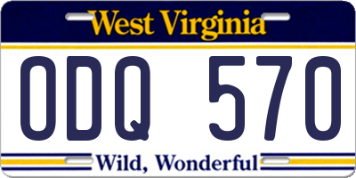 WV license plate ODQ570