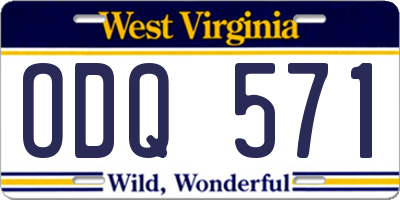 WV license plate ODQ571