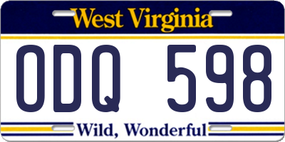 WV license plate ODQ598