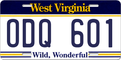 WV license plate ODQ601
