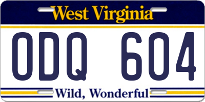 WV license plate ODQ604