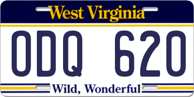 WV license plate ODQ620