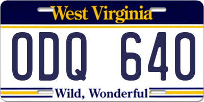 WV license plate ODQ640
