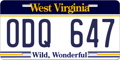 WV license plate ODQ647