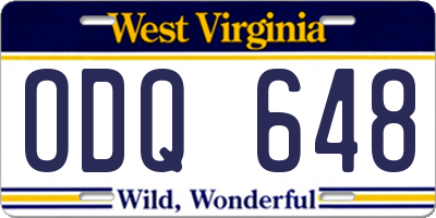 WV license plate ODQ648