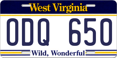 WV license plate ODQ650