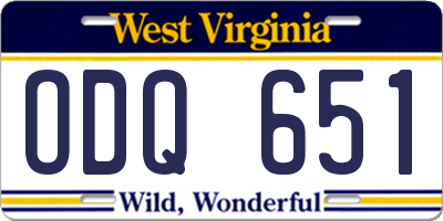 WV license plate ODQ651