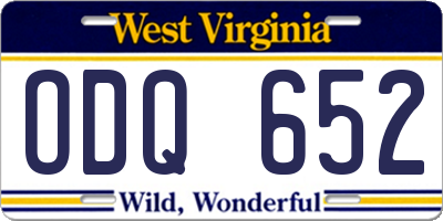 WV license plate ODQ652