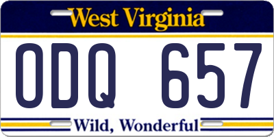 WV license plate ODQ657