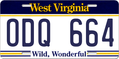 WV license plate ODQ664