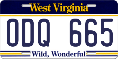 WV license plate ODQ665