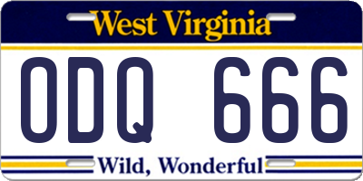WV license plate ODQ666
