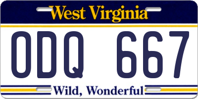 WV license plate ODQ667