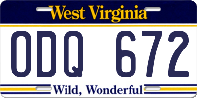 WV license plate ODQ672