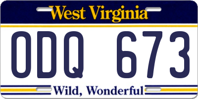WV license plate ODQ673