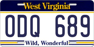 WV license plate ODQ689