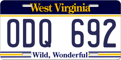 WV license plate ODQ692