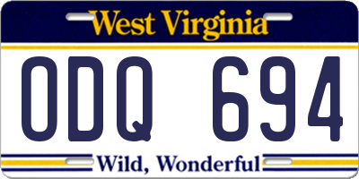 WV license plate ODQ694