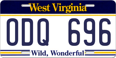 WV license plate ODQ696