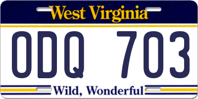 WV license plate ODQ703