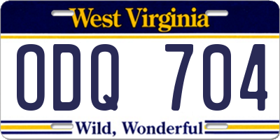 WV license plate ODQ704