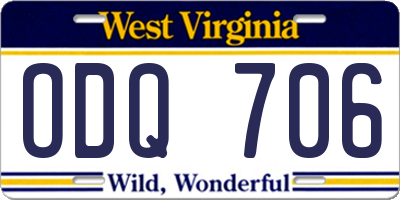WV license plate ODQ706