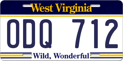 WV license plate ODQ712