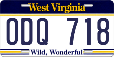WV license plate ODQ718