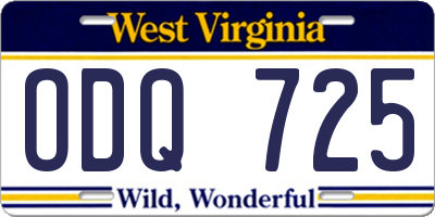 WV license plate ODQ725
