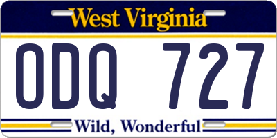 WV license plate ODQ727