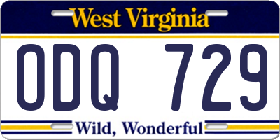 WV license plate ODQ729