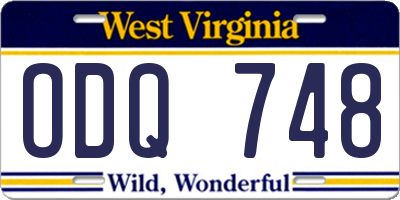 WV license plate ODQ748
