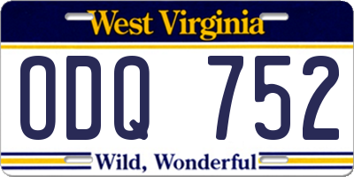 WV license plate ODQ752