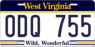 WV license plate ODQ755