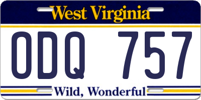 WV license plate ODQ757