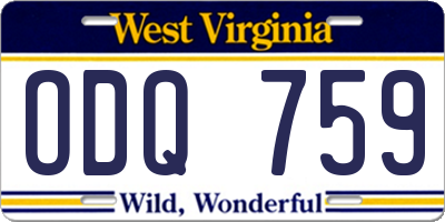 WV license plate ODQ759