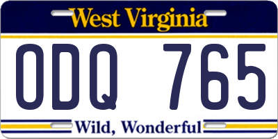 WV license plate ODQ765
