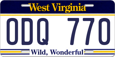 WV license plate ODQ770