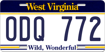 WV license plate ODQ772