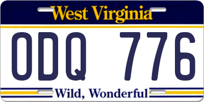 WV license plate ODQ776