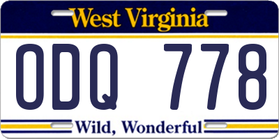 WV license plate ODQ778
