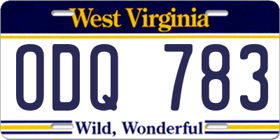 WV license plate ODQ783