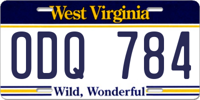 WV license plate ODQ784