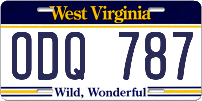WV license plate ODQ787