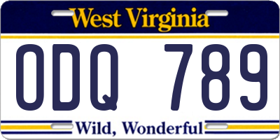 WV license plate ODQ789